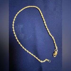 10k real gold! Elegant Gold Rope Chain bracelet! 7 1/2 inch .73 grams new!